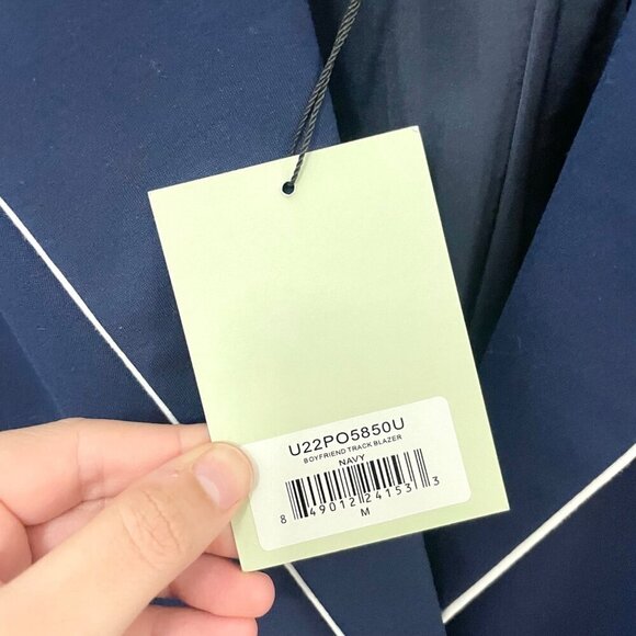 NWT Pam & Gela Boyfriend Track Blazer Navy Women’s Size M Oversized Tailored - Picture 4 of 8